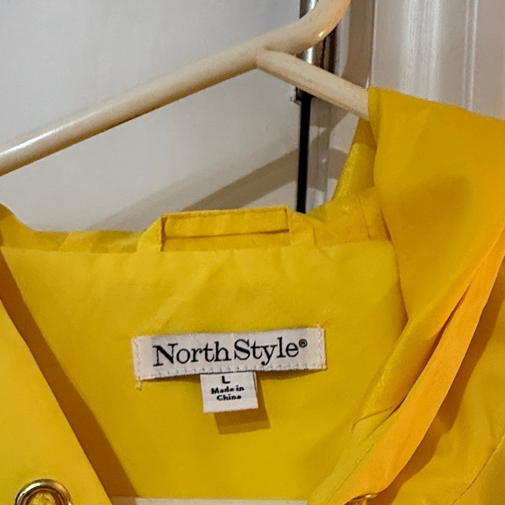 Yellow and Navy Colorblock Hooded Windbreaker Rain Jacket- Gently Used! - Picture 3 of 6
